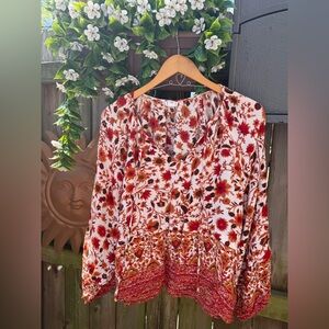 Billabong Floral Blouse - Red and White